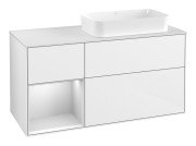 Тумба під раковину Villeroy & Boch Finion 120х50,1 см с подсветкой МДФ білий глянцевий лак/скло біле матове F681MTGF