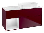 Тумба под раковину Villeroy & Boch Finion 120х50,1 см с подсветкой МДФ пион матовый лак/стекло белое матовое F681MTHB