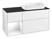 Тумба под раковину Villeroy & Boch Finion 120х50,1 см с подсветкой МДФ глянцевый белый лак/стекло черное матовое F682GFGF