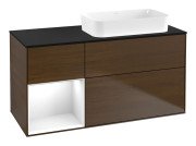 Тумба під раковину Villeroy & Boch Finion 120х50,1 см із підсвічуванням МДФ шпон волоського горіха/скло чорне матове F682GFGN