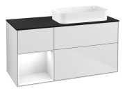 Тумба під раковину Villeroy & Boch Finion 120х50,1 см із підсвічуванням МДФ білий матовий лак/скло чорне матове F682GFMT