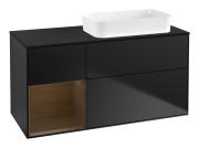 Тумба под раковину Villeroy & Boch Finion 120х50,1 см с подсветкой МДФ черный матовый лак/стекло черное матовое F682GNPD
