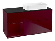 Тумба під раковину Villeroy & Boch Finion 120х50,1 см із підсвічуванням МДФ півонія матовий лак/скло чорне матове F682HBHB