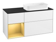 Тумба под раковину Villeroy & Boch Finion 120х50,1 см с подсветкой МДФ глянцевый белый лак/стекло черное матовое F682HFGF