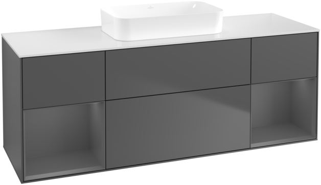 Тумба под раковину Villeroy & Boch Finion 160х50,1 см с подсветкой МДФ антрацит матовый лак/стекло белое матовое G741GKGK