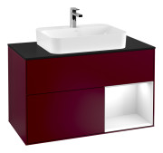 Тумба под раковину Villeroy & Boch Finion 100х50,1 см с подсветкой МДФ пион матовый лак/стекло белое матовое G372GFHB