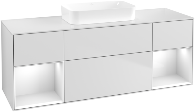 Тумба под раковину Villeroy & Boch Finion 160х50,1 см с подсветкой МДФ белый матовый лак/стекло белое матовое G741GFMT