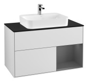 Тумба під раковину Villeroy & Boch Finion 100х50,1 см із підсвічуванням МДФ білий матовий лак/скло чорне матове G372GKMT