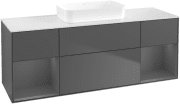 Тумба під раковину Villeroy & Boch Finion 160х50,1 см з підсвічуванням антрацит матовий лак/скло біле матове G741GKGK
