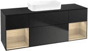 Тумба під раковину Villeroy & Boch Finion 160х50,1 см із підсвічуванням МДФ чорний матовий лак/скло чорне матове  F742PCPD