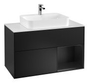 Тумба під раковину Villeroy & Boch Finion 100х50,1 см із підсвічуванням МДФ чорний матовий лак/скло біле матове G371PDPD