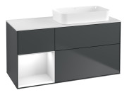 Тумба под раковину Villeroy & Boch Finion 120х50,1 см с подсветкой МДФ темно-синий матовый лак/стекло белое матовое F681GFHG