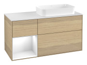 Тумба под раковину Villeroy & Boch Finion 120х50,1 см с подсветкой МДФ шпон дуба/стекло белое матовое F681GFPC