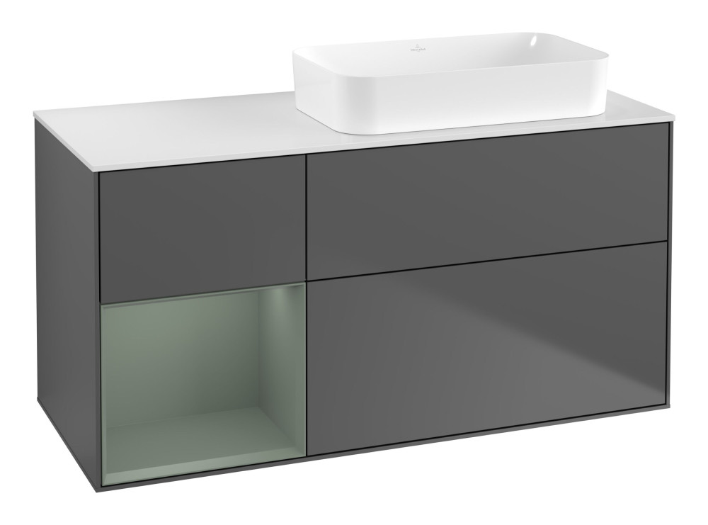 Тумба под раковину Villeroy & Boch Finion 120х50,1 см с подсветкой МДФ антрацит матовый лак/стекло белое матовое F681GMGK