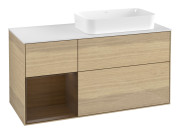 Тумба под раковину Villeroy & Boch Finion 120х50,1 см с подсветкой МДФ шпон дуба/стекло белое матовое  F681GNPC