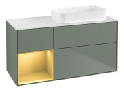 Тумба под раковину Villeroy & Boch Finion 120х50,1 см с подсветкой МДФ оливковый матовый лак/стекло белое матовое F681HFGM