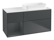 Тумба під раковину Villeroy & Boch Finion 120х50,1 см з підсвічуванням темно-синй матовий лак/скло біле матове F681HGHG