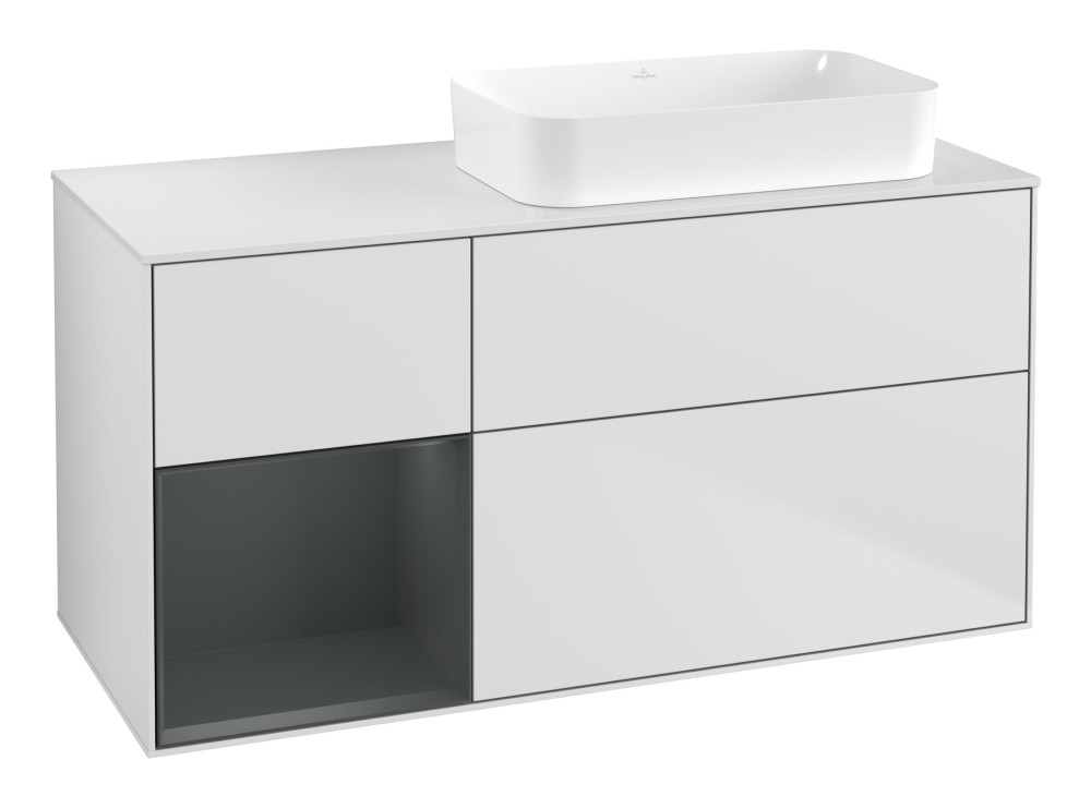 Тумба під раковину Villeroy & Boch Finion 120х50,1 см с подсветкой МДФ білий матовий лак/скло біле матове F681HGMT