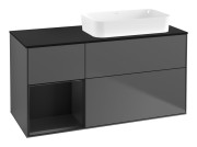 Тумба под раковину Villeroy & Boch Finion 120х50,1 см с подсветкой МДФ антрацит матовый лак/стекло черное матовое F682PDGK