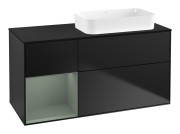 Тумба под раковину Villeroy & Boch Finion 120х50,1 см с подсветкой МДФ черный матовый лак/стекло черное матовое F682GMPD