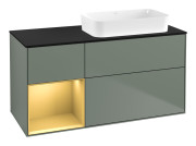 Тумба под раковину Villeroy & Boch Finion 120х50,1 см с подсветкой МДФ оливковый матовый лак/стекло черное матовое F682HFGM