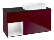 Тумба під раковину Villeroy & Boch Finion 120х50,1 см із підсвічуванням МДФ півонія матовий лак/скло чорне матове F682MTHB