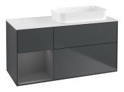 Тумба під раковину Villeroy & Boch Finion 120х50,1 см з підсвічуванням темно-синй матовий лак/скло біле матове F681GKHG