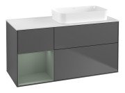 Тумба під раковину Villeroy & Boch Finion 120х50,1 см з підсвічуванням антрацит матовий лак/скло біле матове F681GMGK