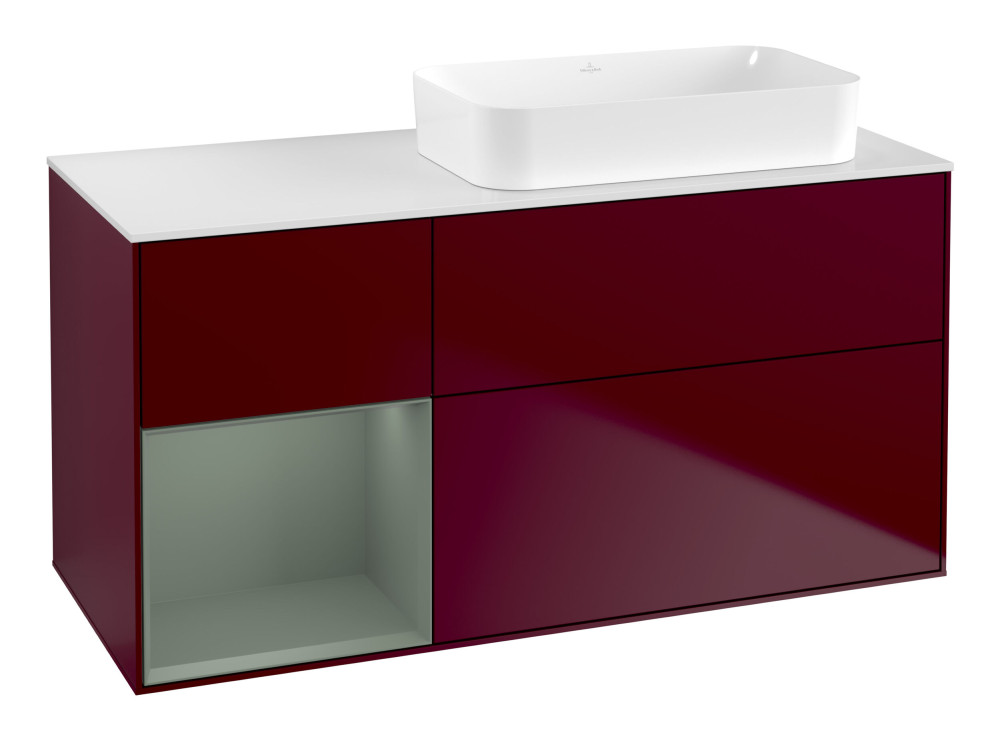 Тумба під раковину Villeroy & Boch Finion 120х50,1 см із підсвічуванням МДФ півонія матовий лак/скло біле матове F681GMHB