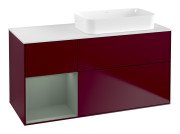 Тумба під раковину Villeroy & Boch Finion 120х50,1 см із підсвічуванням МДФ півонія матовий лак/скло біле матове F681GMHB