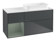 Тумба під раковину Villeroy & Boch Finion 120х50,1 см з підсвічуванням темно-синй матовий лак/скло біле матове F681GMHG