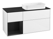 Тумба под раковину Villeroy & Boch Finion 120х50,1 см с подсветкой МДФ глянцевый белый лак/стекло черное матовое F682PDGF