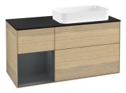 Тумба під раковину Villeroy & Boch Finion 120х50,1 см із підсвічуванням МДФ шпон дуба/скло чорне матове F682HGPC