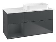 Тумба під раковину Villeroy & Boch Finion 120х50,1 см з підсвічуванням темно-синй матовий лак/скло біле матове F681HGHG