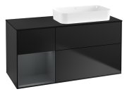 Тумба під раковину Villeroy & Boch Finion 120х50,1 см із підсвічуванням МДФ чорний матовий лак/скло чорне матове F682HGPD