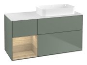 Тумба під раковину Villeroy & Boch Finion 120х50,1 см із підсвічуванням МДФ оливковий матовий лак/скло біле матове F681PCGM