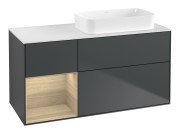 Тумба під раковину Villeroy & Boch Finion 120х50,1 см з підсвічуванням темно-синй матовий лак/скло біле матове F681PCHG