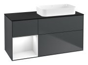 Тумба под раковину Villeroy & Boch Finion 120х50,1 см с подсветкой МДФ темно-синий матовый лак/стекло черное матовое F682GFHG