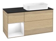 Тумба під раковину Villeroy & Boch Finion 120х50,1 см із підсвічуванням МДФ шпон дуба/скло чорне матове F682GFPC