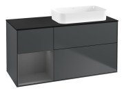 Тумба под раковину Villeroy & Boch Finion 120х50,1 см с подсветкой МДФ темно-синий матовый лак/стекло черное матовое F682GKHG