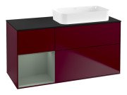 Тумба под раковину Villeroy & Boch Finion 120х50,1 см с подсветкой МДФ пион матовый лак/стекло черное матовое F682GMHB