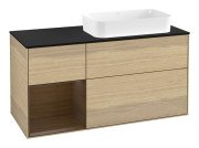 Тумба під раковину Villeroy & Boch Finion 120х50,1 см із підсвічуванням МДФ шпон дуба/скло чорне матове F682GNPC