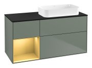 Тумба под раковину Villeroy & Boch Finion 120х50,1 см с подсветкой МДФ оливковый матовый лак/стекло черное матовое F682HFGM