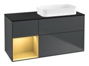 Тумба під раковину Villeroy & Boch Finion 120х50,1 см з підсвічуванням темно-синй матовий лак/скло чорне матове F682HFHG