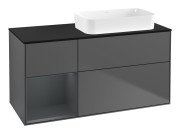 Тумба під раковину Villeroy & Boch Finion 120х50,1 см із підсвічуванням МДФ антрацит матовий лак/скло чорне матове F682HGGK