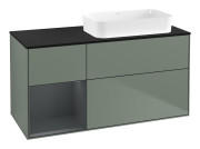 Тумба под раковину Villeroy & Boch Finion 120х50,1 см с подсветкой МДФ оливковый матовый лак/стекло черное матовое F682HGGM