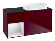 Тумба под раковину Villeroy & Boch Finion 120х50,1 см с подсветкой МДФ пион матовый лак/стекло черное матовое F682MTHB