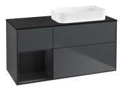 Тумба под раковину Villeroy & Boch Finion 120х50,1 см с подсветкой МДФ темно-синий матовый лак/стекло черное матовое F682PDHG