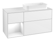 Тумба под раковину Villeroy & Boch Finion 120х50,1 см с подсветкой МДФ глянцевый белый лак/стекло белое матовое G681GFGF