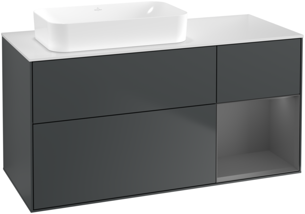 Тумба под раковину Villeroy & Boch Finion 120х50,1 см с подсветкой МДФ темно-синий матовый лак/стекло белое матовое G691GKHG